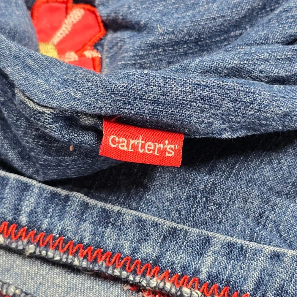 Carters Denim Overall Jean Dress Hungry Caterpillar Tiny Seed 3-6 m Y2K Denim